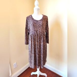 Suzanne Betro Leopard Print Midi Dress